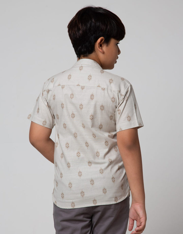 Nevada Short Sleeve Shirt Linen Slub Geometri Koko