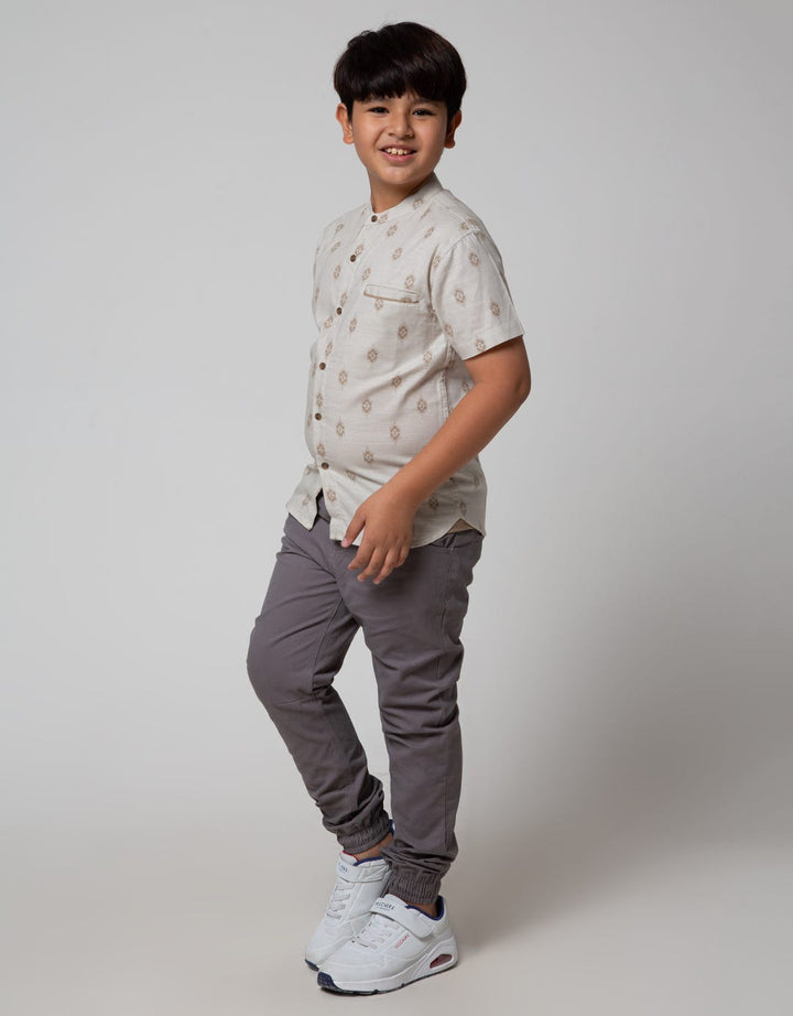 Nevada Short Sleeve Shirt Linen Slub Geometri Koko