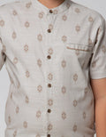 Nevada Short Sleeve Shirt Linen Slub Geometri Koko