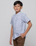 Nevada Short Sleeve Shirt Linen Slub Mini Lines