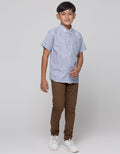 Nevada Short Sleeve Shirt Linen Slub Mini Lines