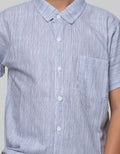 Nevada Short Sleeve Shirt Linen Slub Mini Lines