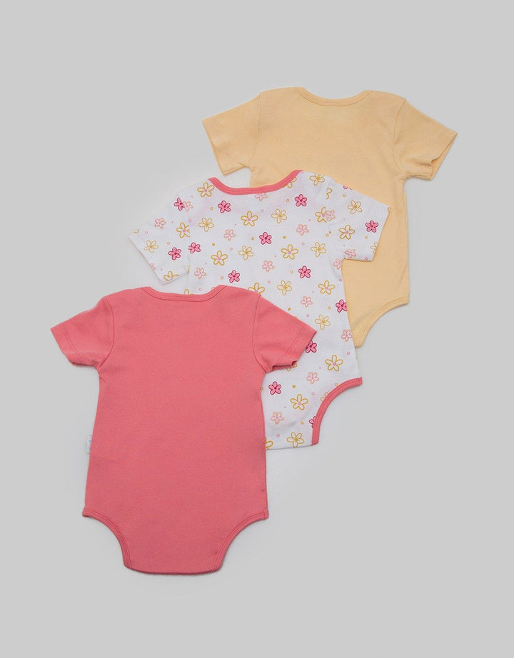 Pipiniko Bee Girls Bodysuit Romper for Girls, Pack of 3