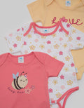 Pipiniko Bee Girls Bodysuit Romper for Girls, Pack of 3