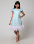 Sweet Miss Midi Dress Tangan Bunga Solder Bordir Star