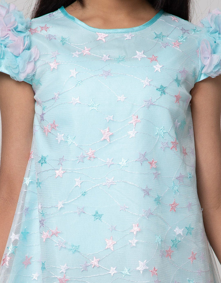 Sweet Miss Midi Dress Hand Soldered Flower Embroidery Star