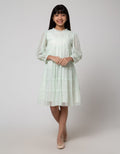 Sweet Miss Long Sleeve Midi Dress Leher Kerut Tile Onde