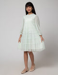 Sweet Miss Long Sleeve Midi Dress Leher Kerut Tile Onde