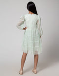 Sweet Miss Long Sleeve Midi Dress Leher Kerut Tile Onde