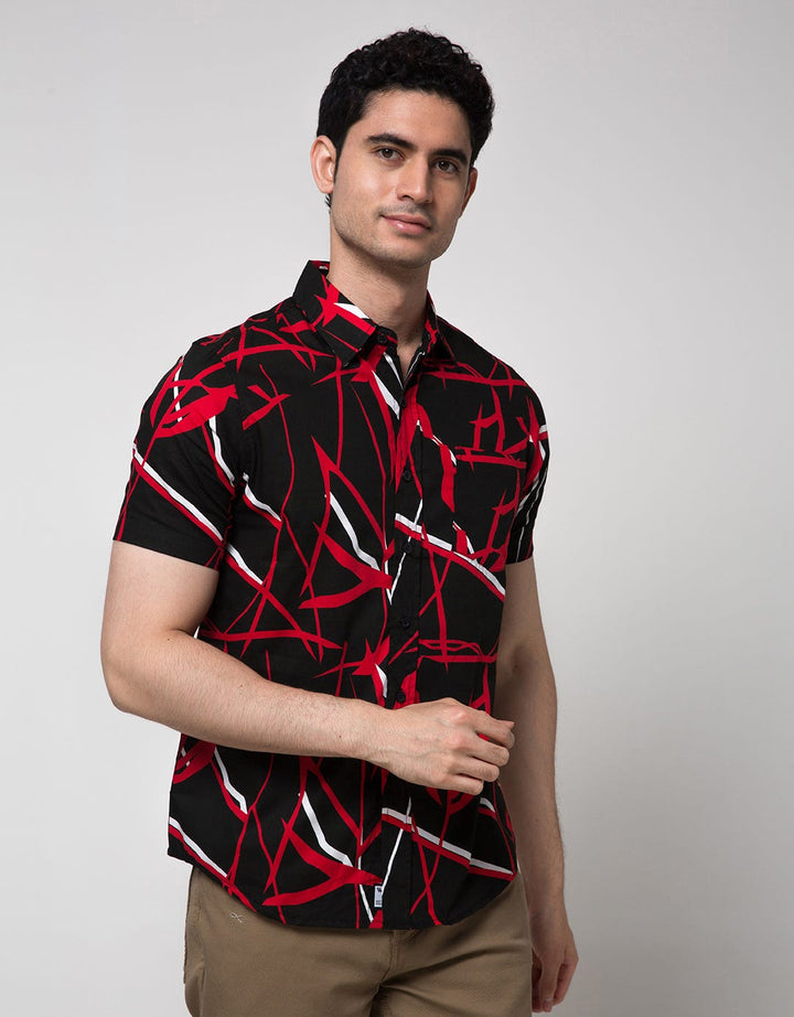 Walrus Men's Abstract Printing Short Sleeve Shirt