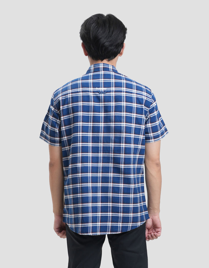 Cardinal Jeans Check Print Kemeja Lengan Pendek Pria