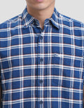 Cardinal Jeans Check Print Kemeja Lengan Pendek Pria