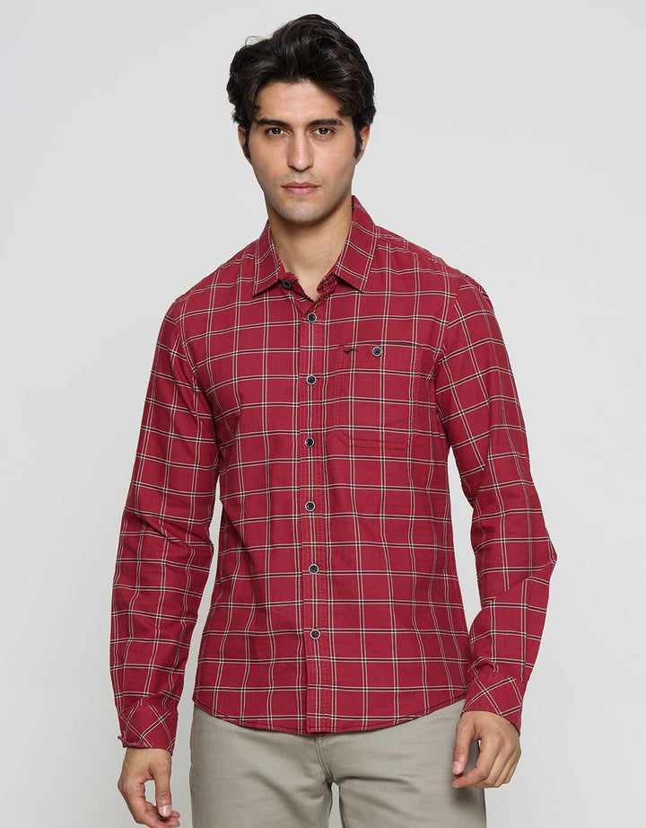 Cardinal Mini Check Kemeja Lengan Panjang Pria