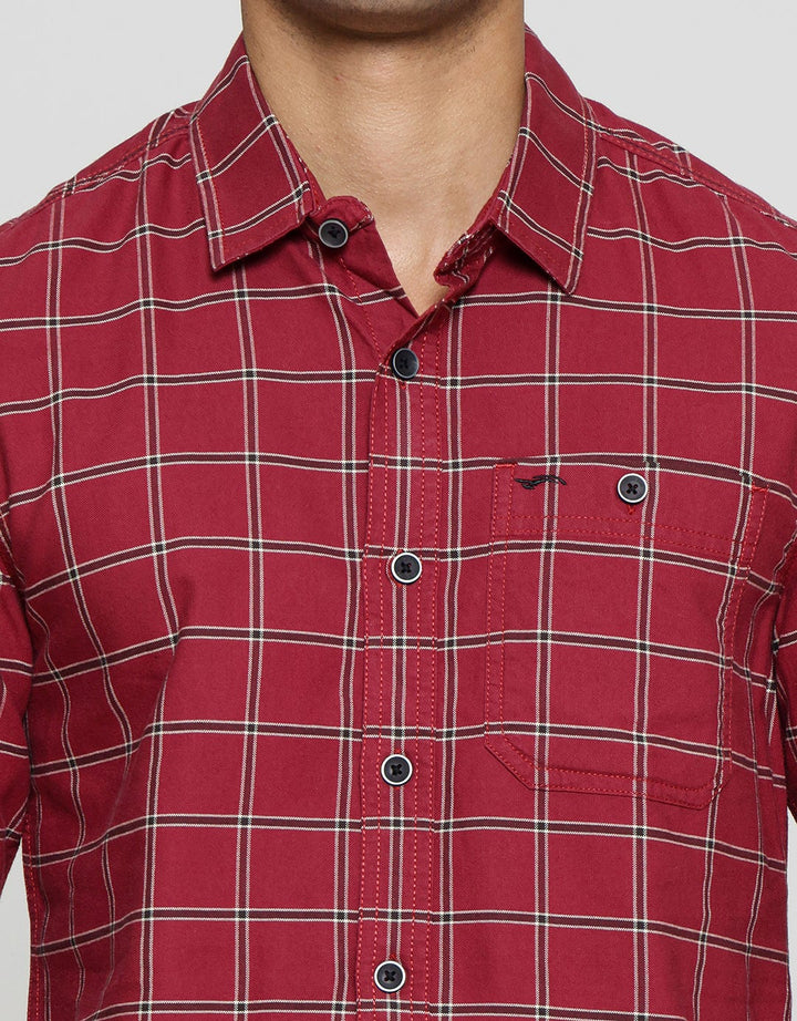 Cardinal Mini Check Kemeja Lengan Panjang Pria
