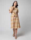 Connexion Short Sleeve Square Midi Dress