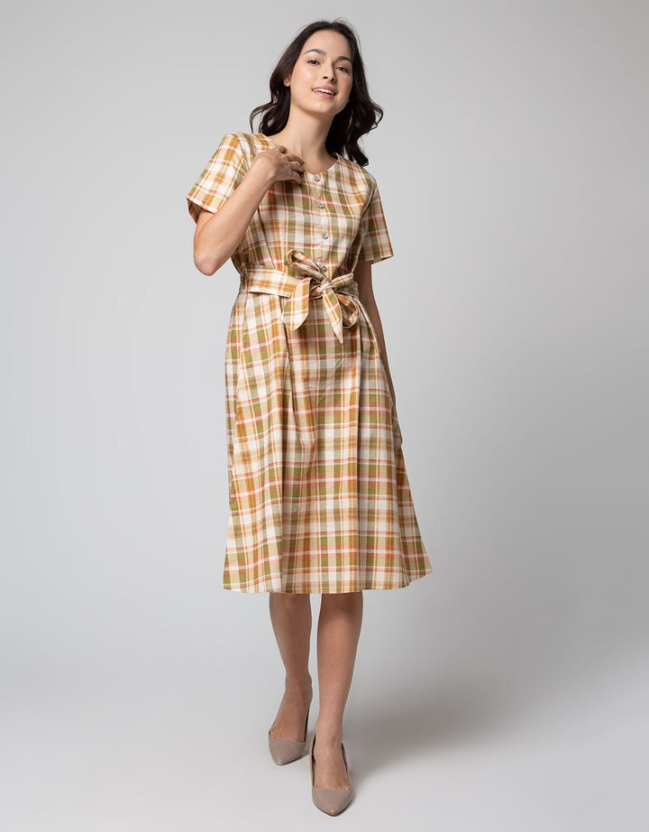 Connexion Short Sleeve Square Midi Dress