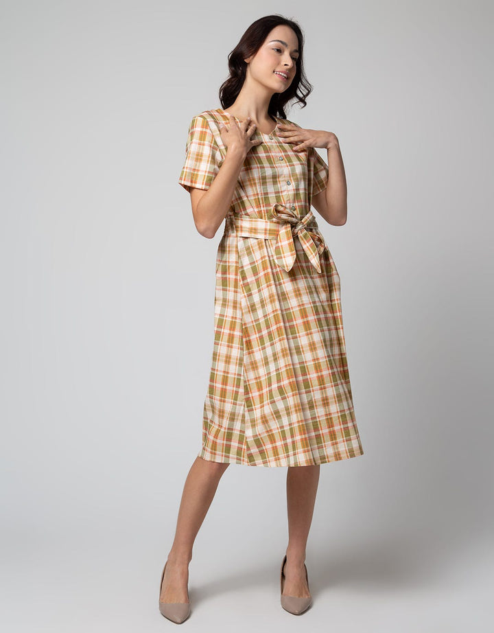 Connexion Short Sleeve Square Midi Dress