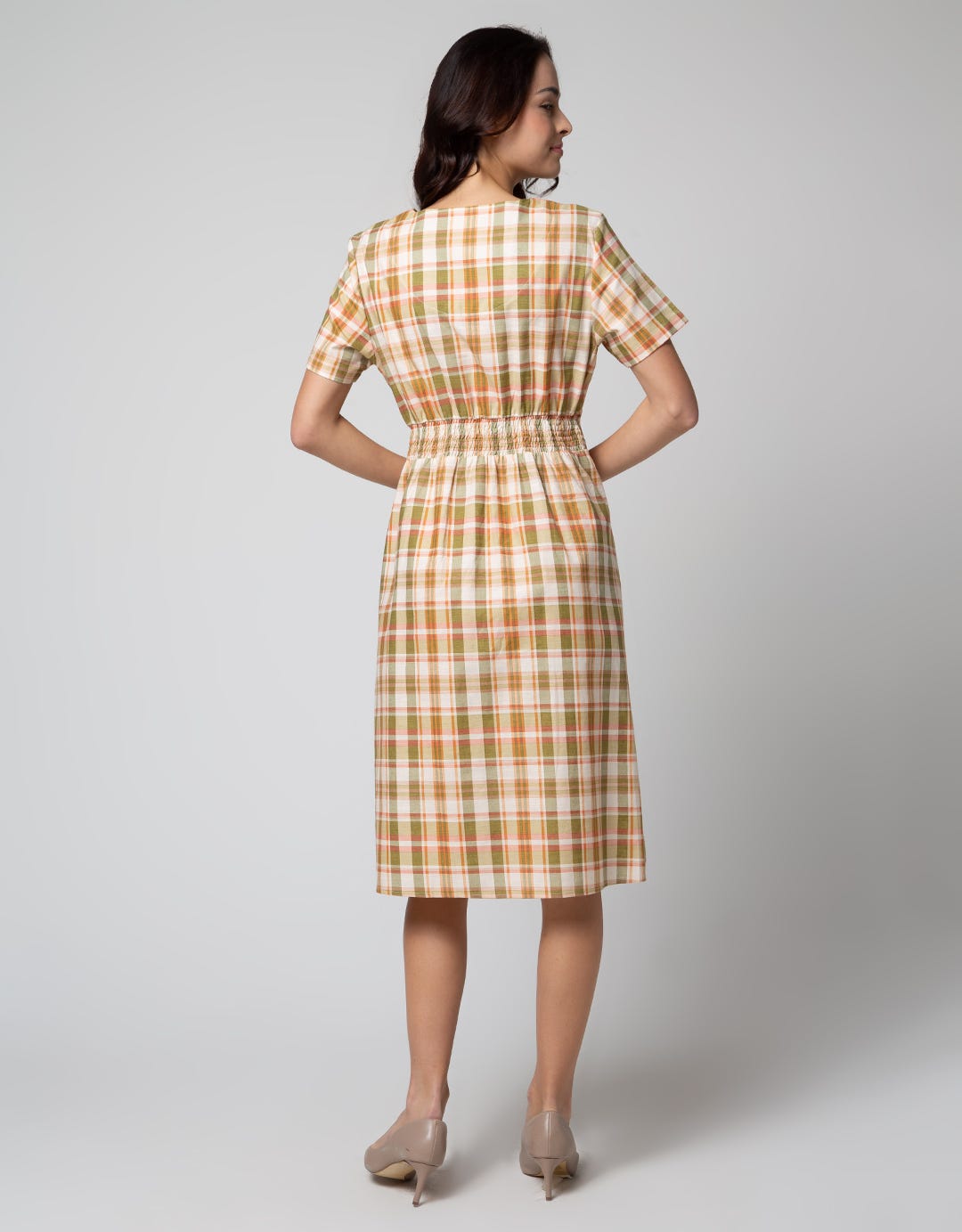 Connexion Short Sleeve Square Midi Dress