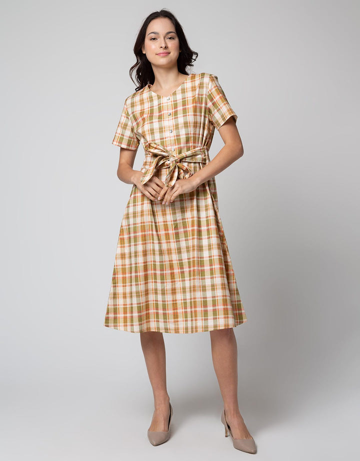 Connexion Short Sleeve Square Midi Dress