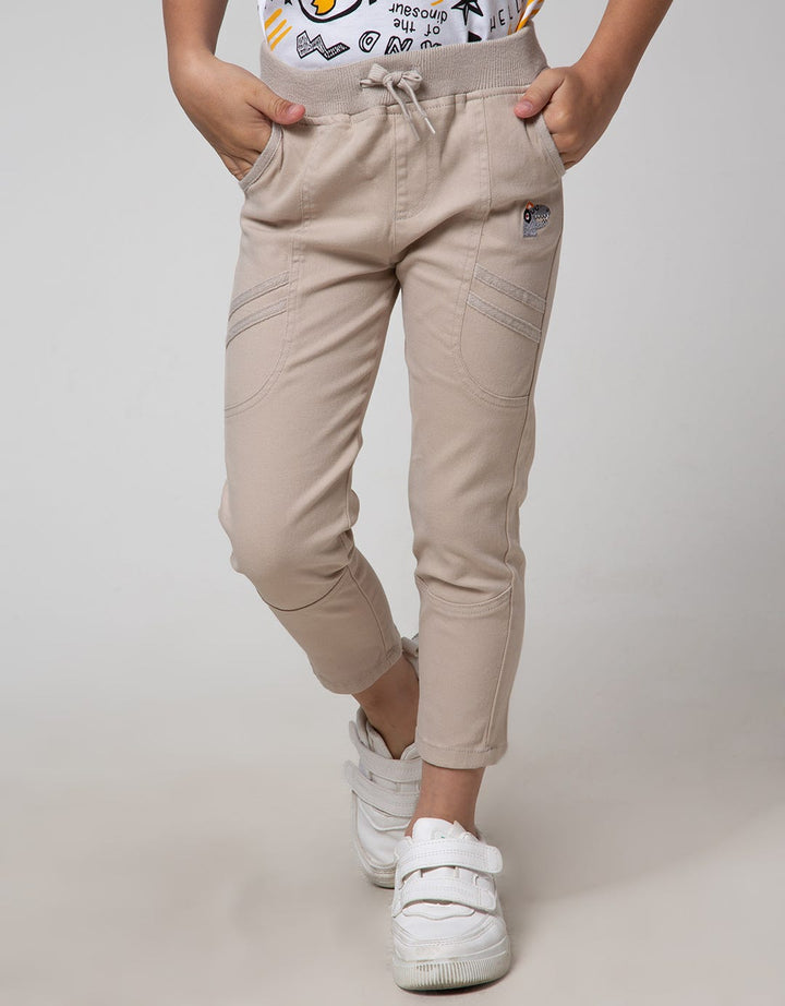 Little M Long Pants Regular Rib Combination Twilltape Embroidery