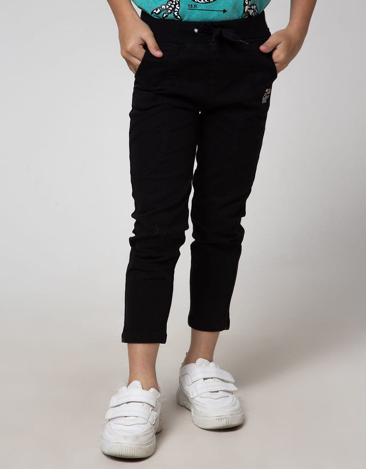 Little M Long Pants Regular Rib Combination Twilltape Embroidery