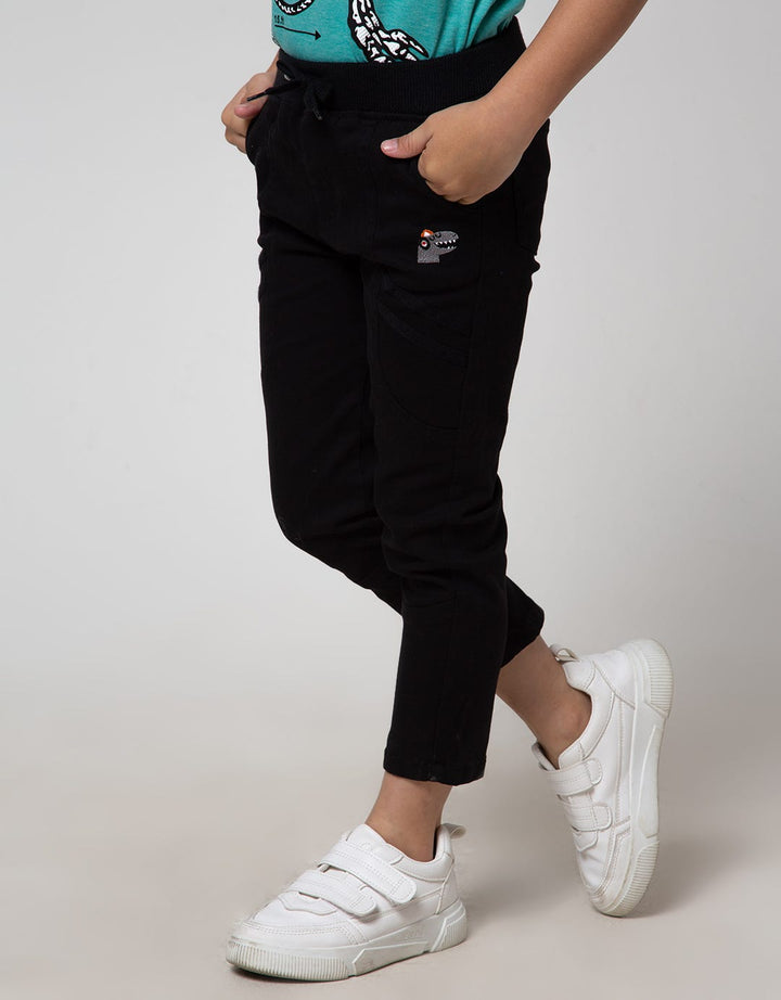 Little M Long Pants Regular Rib Combination Twilltape Embroidery