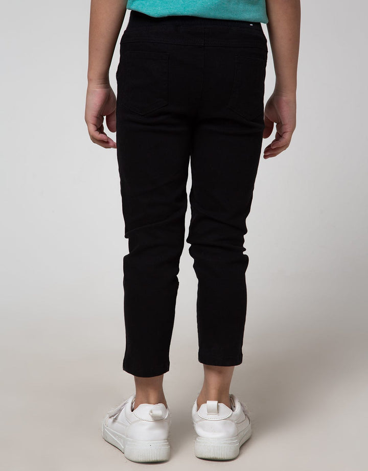 Little M Long Pants Regular Rib Combination Twilltape Embroidery