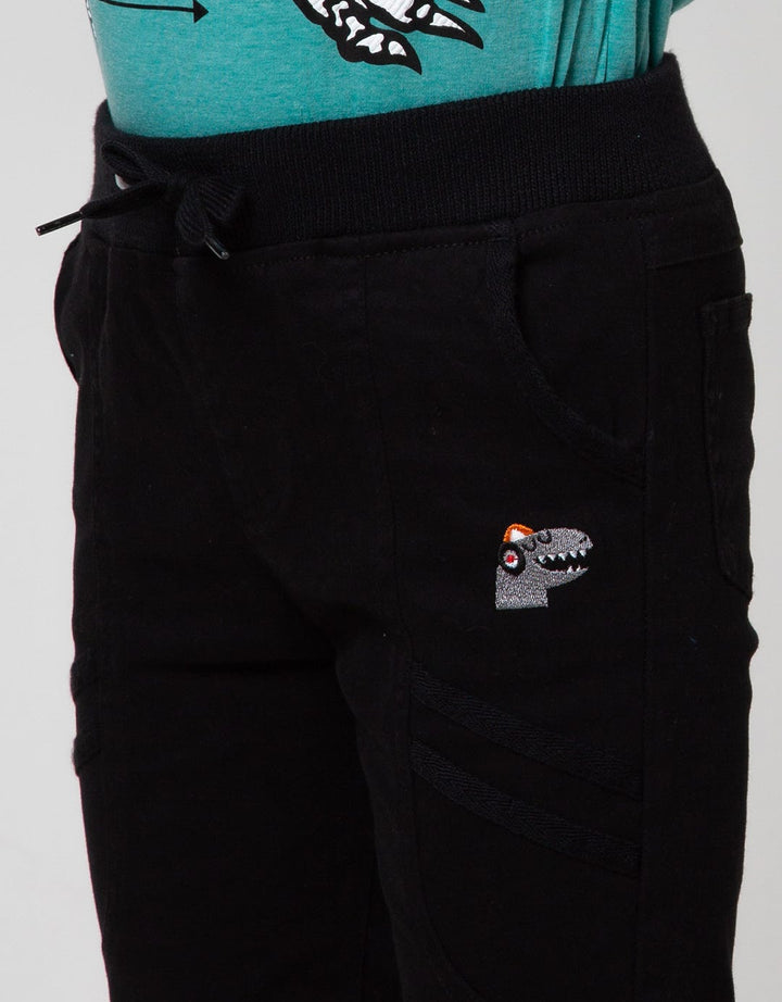 Little M Long Pants Regular Rib Combination Twilltape Embroidery