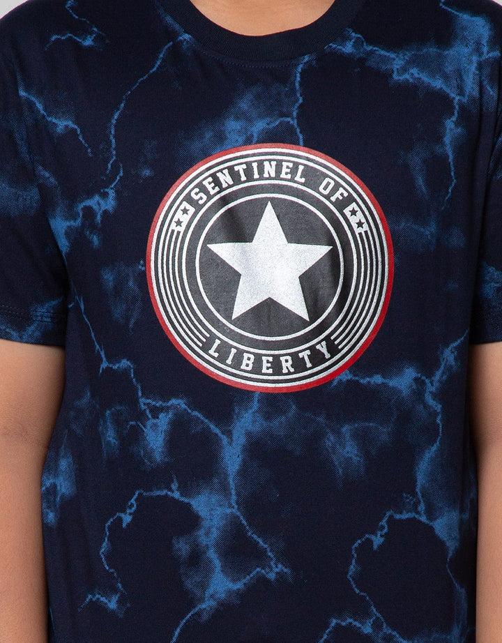 Marvel Short Sleeve T-Shirt Print Avenger Marble Captain Amerika Shield Star