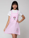 Disney Short Sleeve Midi Dress Overall Woven Salur Minnie