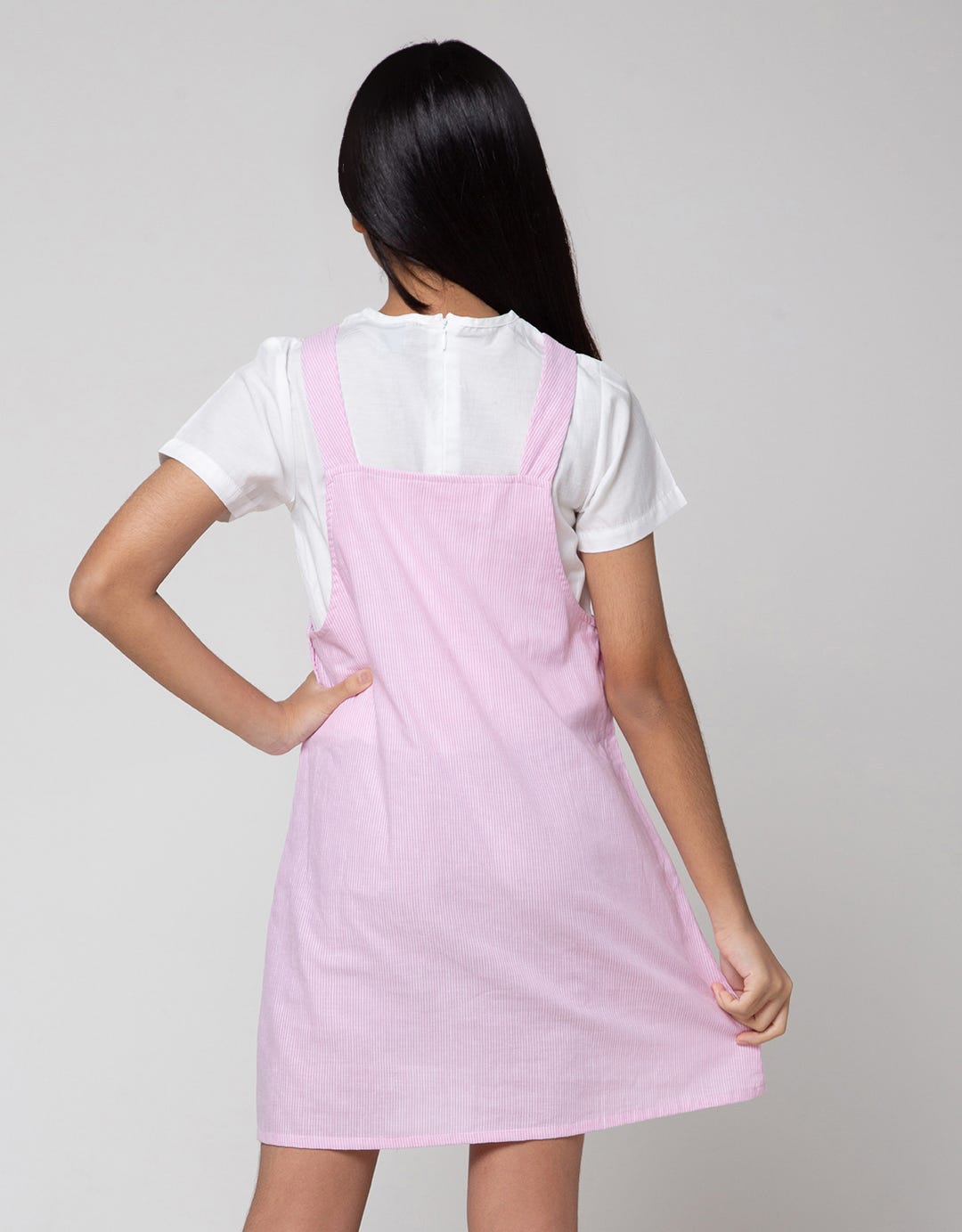 Disney Short Sleeve Midi Dress Overall Woven Salur Minnie