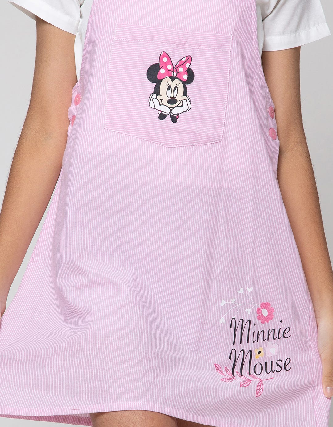 Disney Short Sleeve Midi Dress Overall Woven Salur Minnie