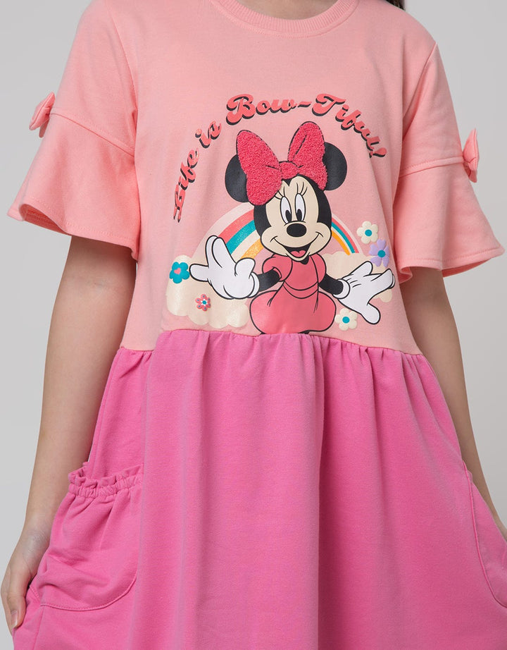 Disney Short Sleeve Midi Dress Chenille Minnie