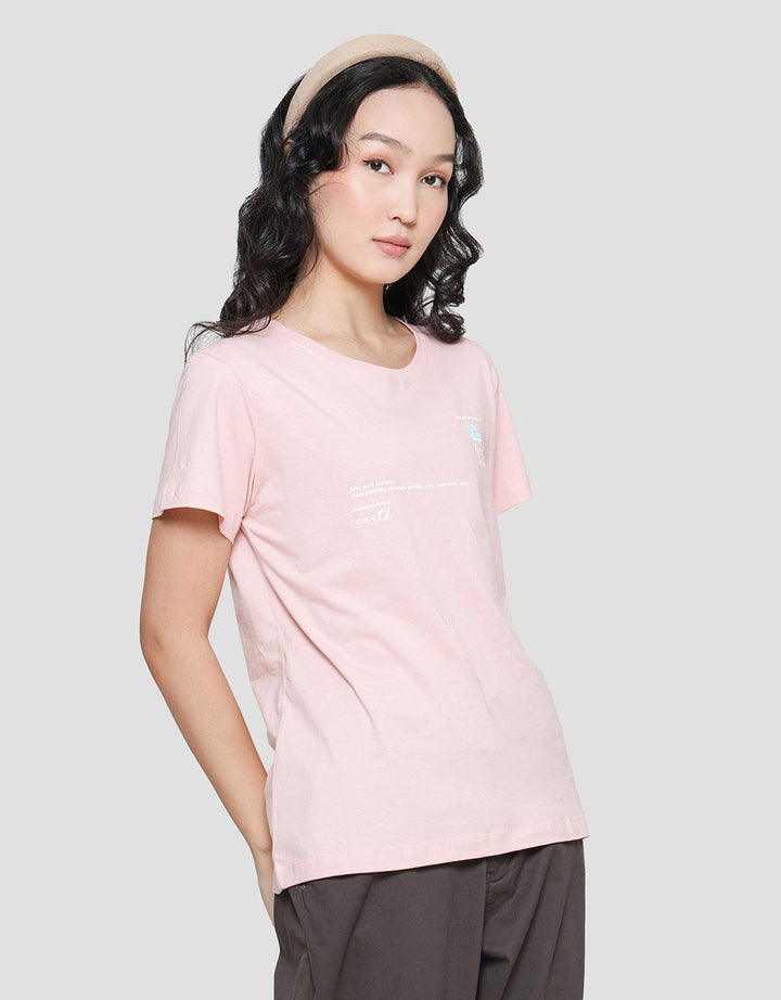 Cardinal Girl Wording Print Kaos Lengan Pendek Wanita