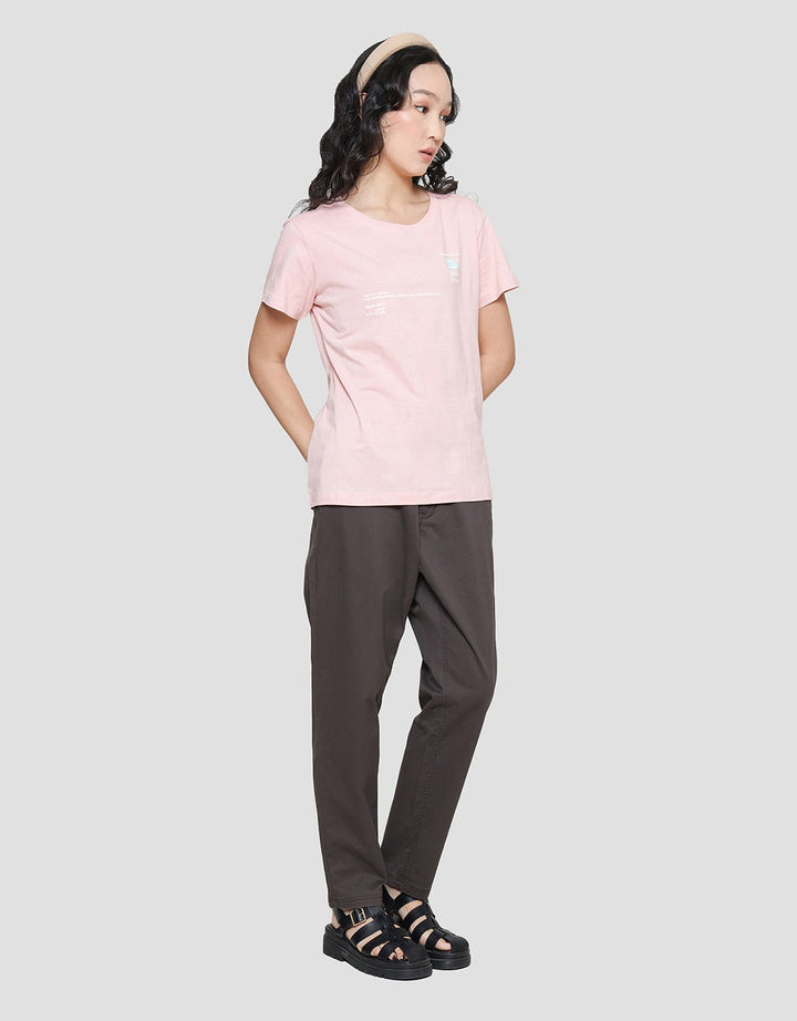 Cardinal Girl Wording Print Kaos Lengan Pendek Wanita