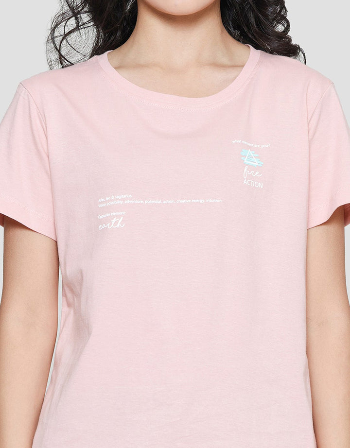 Cardinal Girl Wording Print Kaos Lengan Pendek Wanita