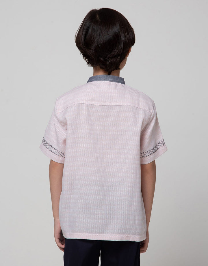 Little M Texture Leb Baju Koko Anak Laki-laki