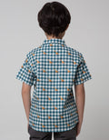 Little M Short Sleeve Shirt Print Dino Check Linen