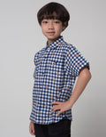 Little M Short Sleeve Shirt Print Dino Check Linen