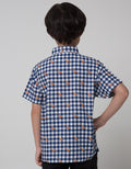 Little M Short Sleeve Shirt Print Dino Check Linen