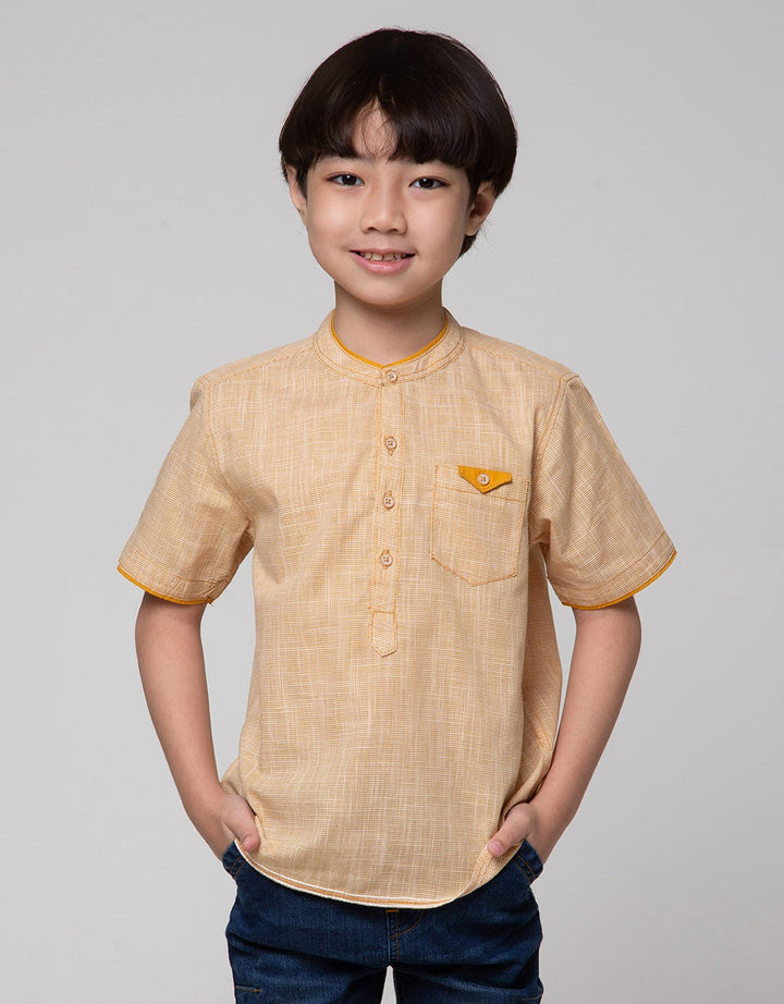 Little M Texture Koko Kasual Kemeja Anak Laki-laki