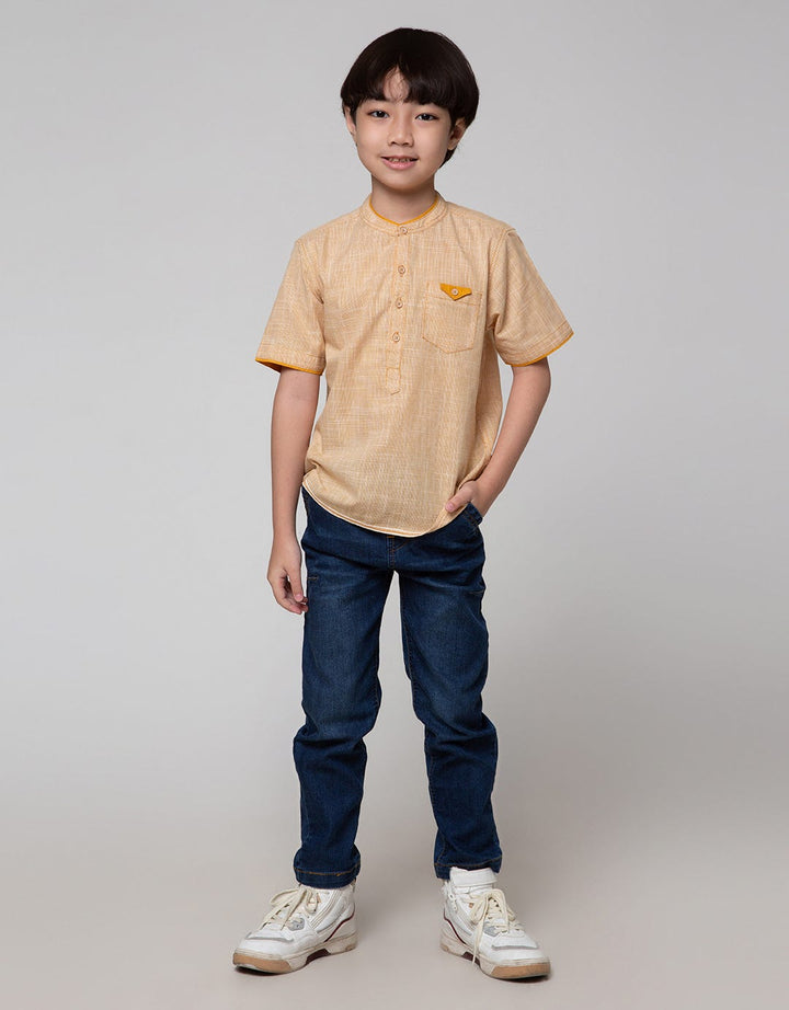 Little M Texture Koko Kasual Kemeja Anak Laki-laki