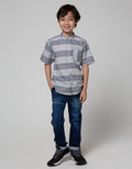 Little M Kemeja Koko Lengan Pendek Casual Texture