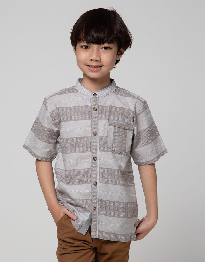 Little M Short Sleeve Kemeja Koko Casual Texture