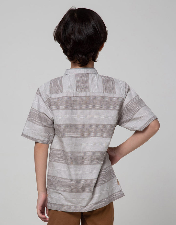 Little M Short Sleeve Kemeja Koko Casual Texture