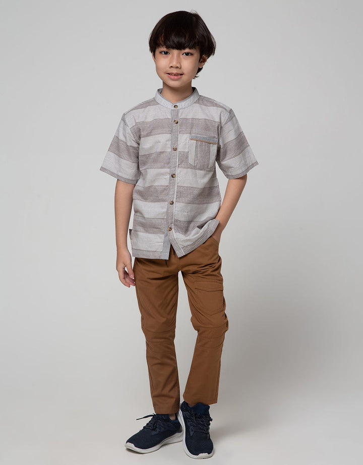 Little M Short Sleeve Kemeja Koko Casual Texture