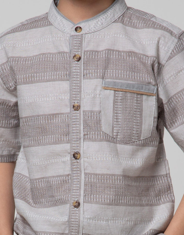 Little M Short Sleeve Kemeja Koko Casual Texture