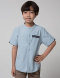 Little M Short Sleeve Kemeja Bahan Slub Sigaret