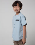 Little M Short Sleeve Kemeja Bahan Slub Sigaret