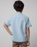 Little M Short Sleeve Kemeja Bahan Slub Sigaret